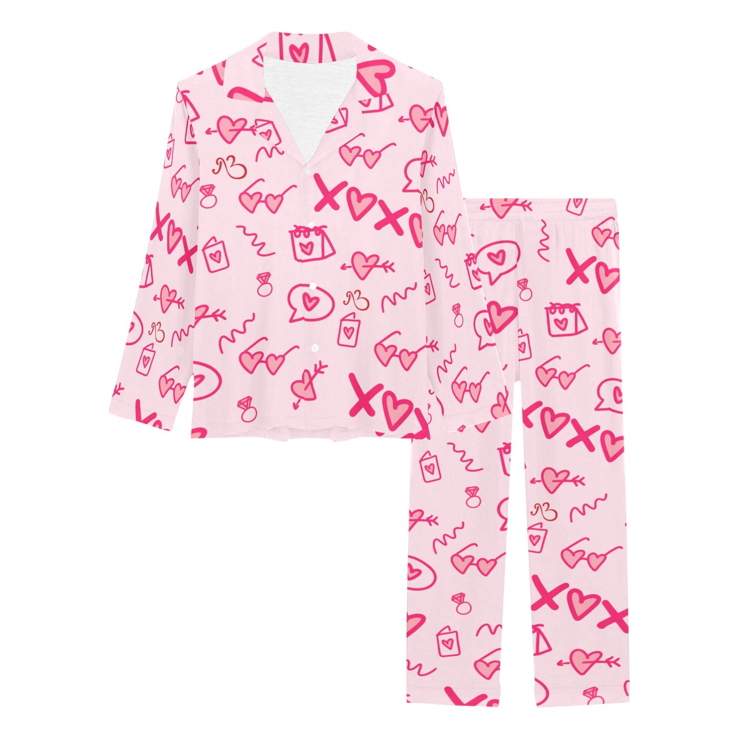 Love Heart XOXO Women's Long Pyjama Set