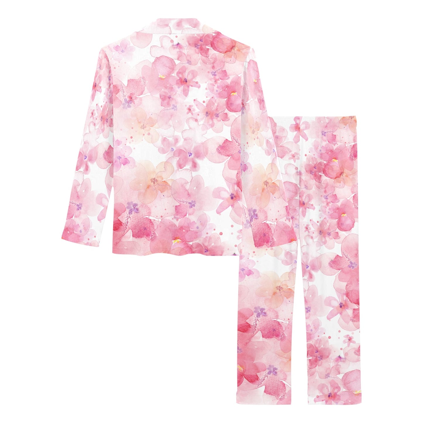 Pink Floral Women's Long Pyjama Set