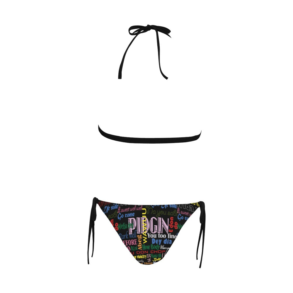 AfriBix Pidgin Print Front Clasp Bikini