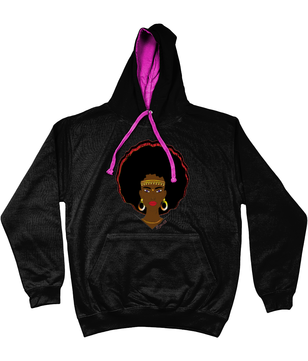 AfriBix Warrior Unisex Hoodie with a contrast hood and string