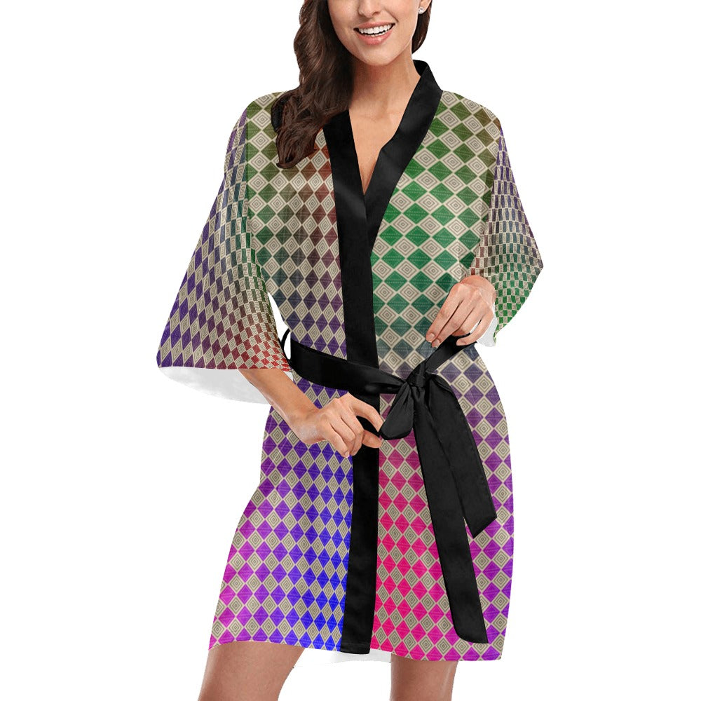 Ankara Box Print Short Kimono Robe Coverup