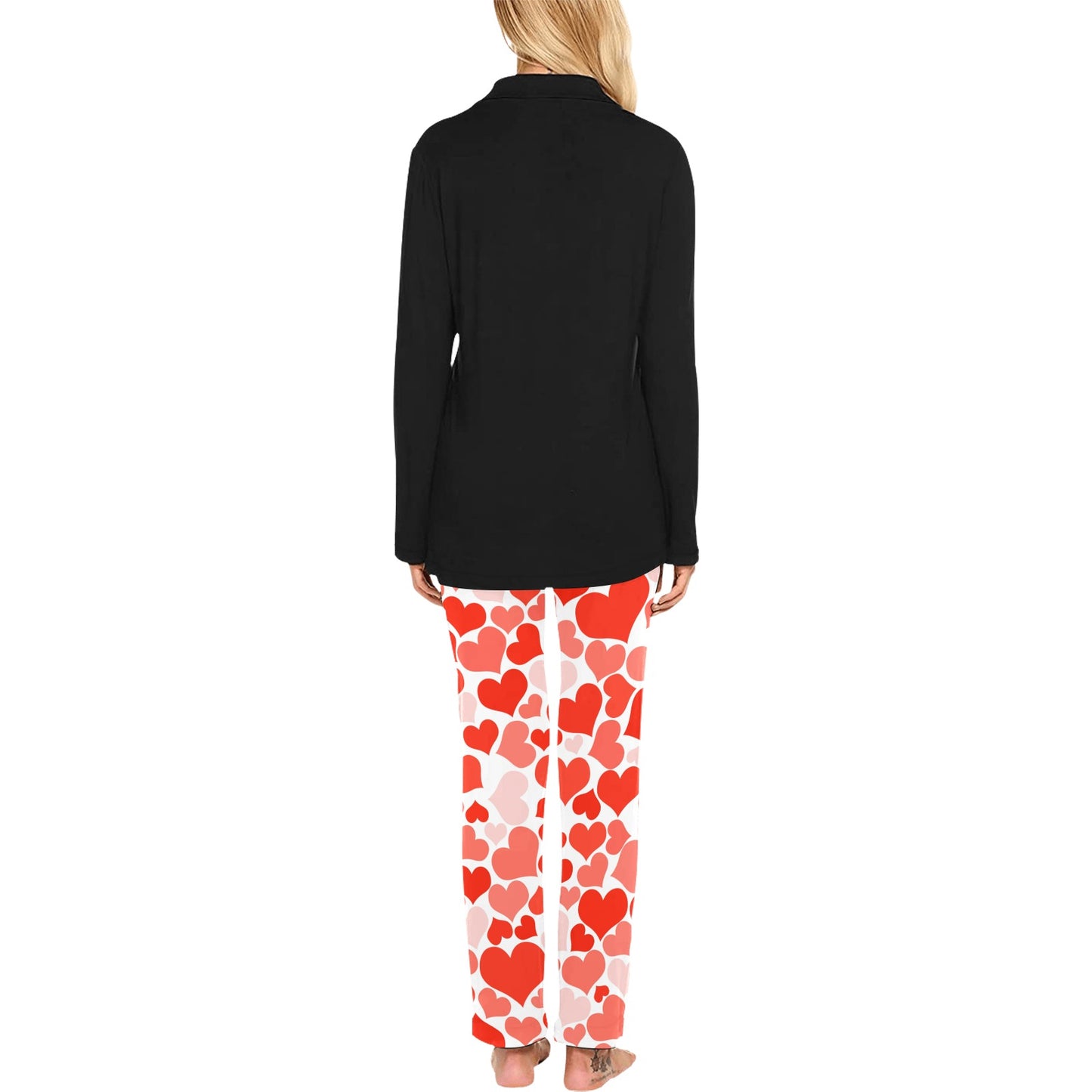 Black and Red Couples Love Women's Long Pyjama Set PJs