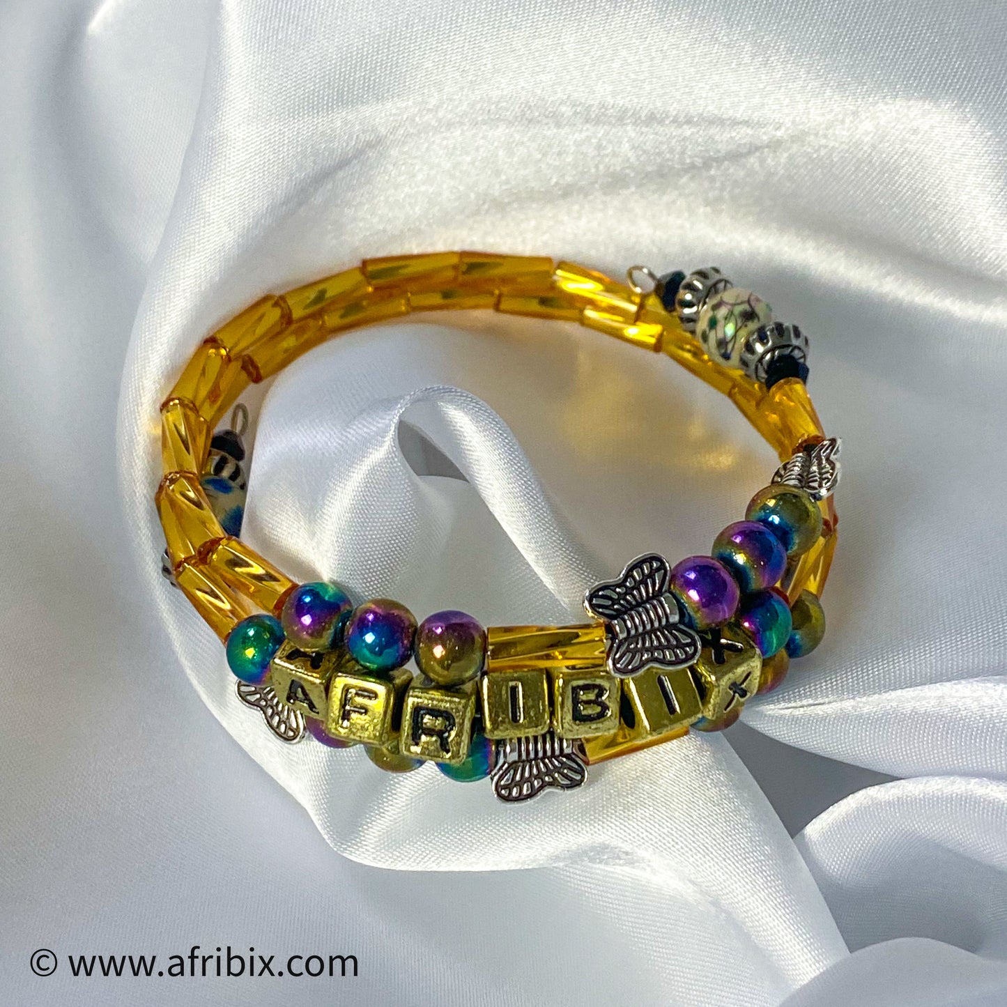 Personalised Gold Hematite Spiral Bracelet