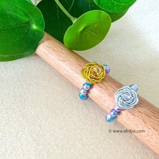 Blue Mermaid Rose Flower Ring