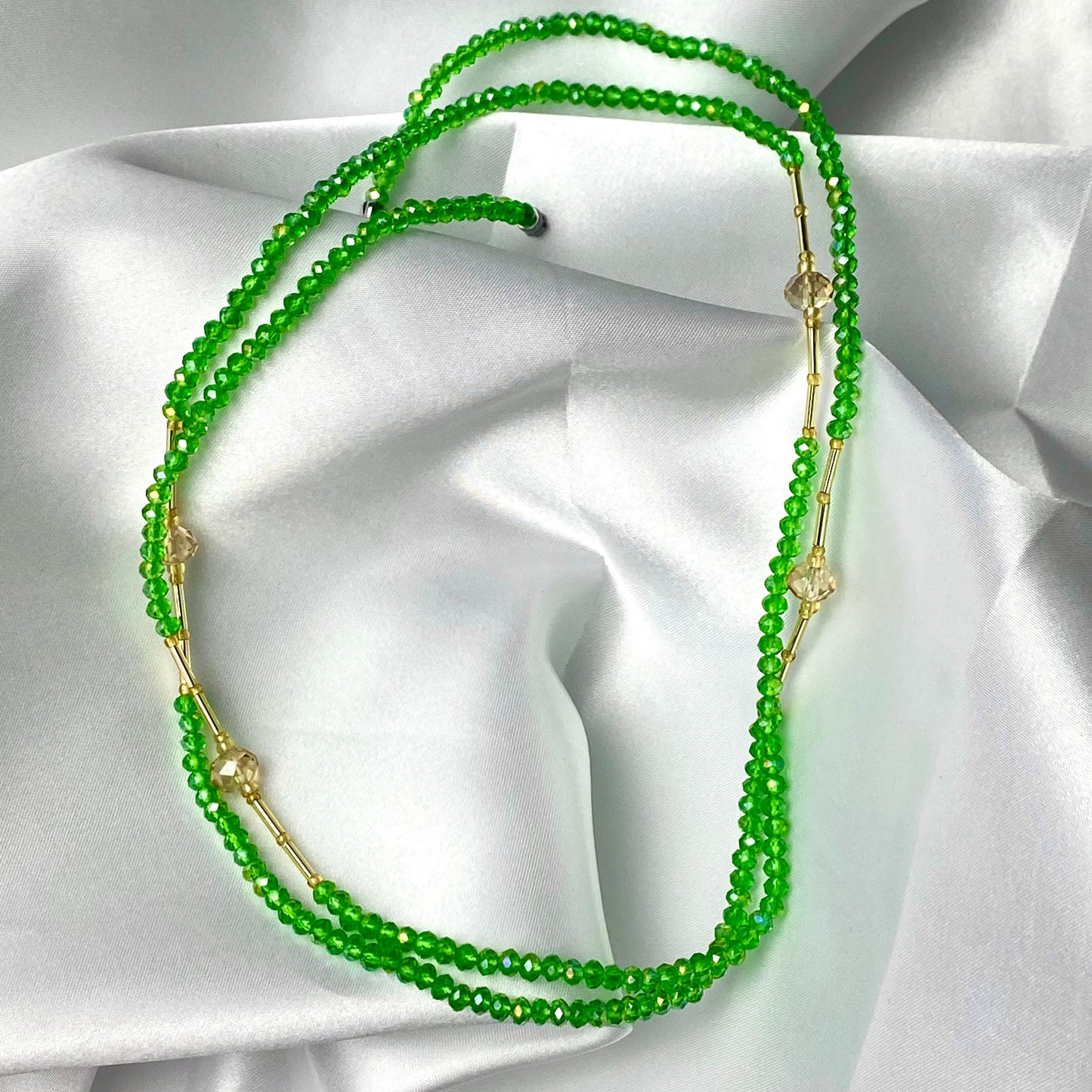 Asa Green and White Waist Bead Pair