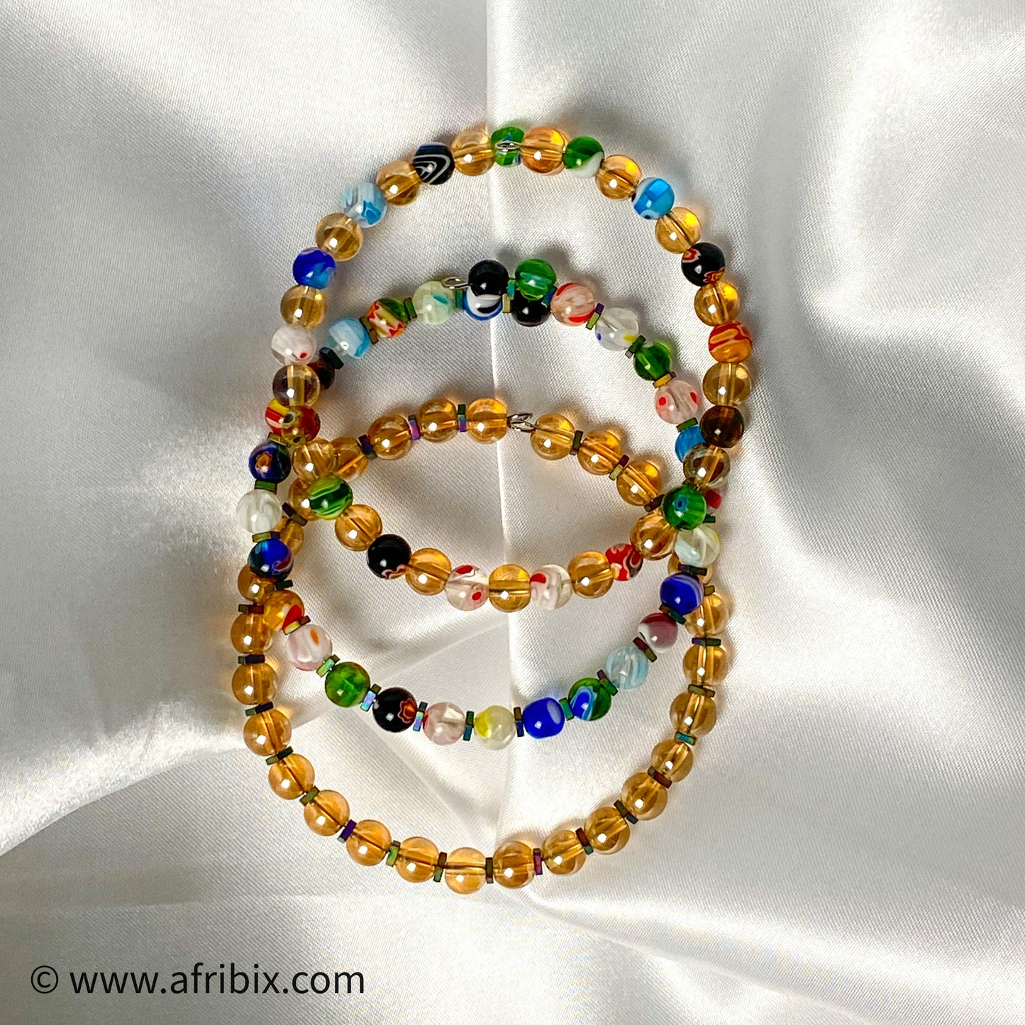 Millefiori 3-piece Colourful Bracelet Set