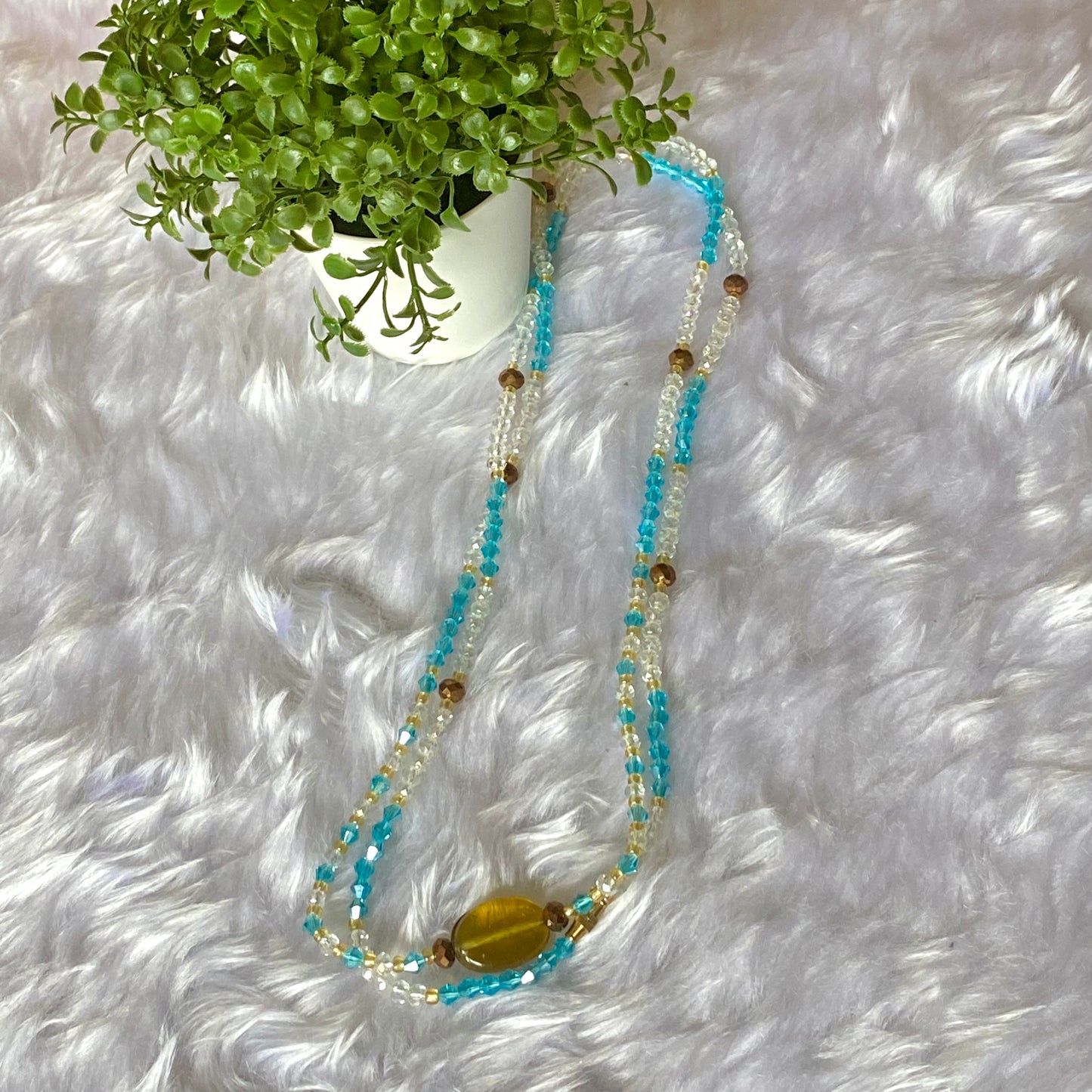 Dupe Sea Blue Crystal Belly Chain Waist Beads