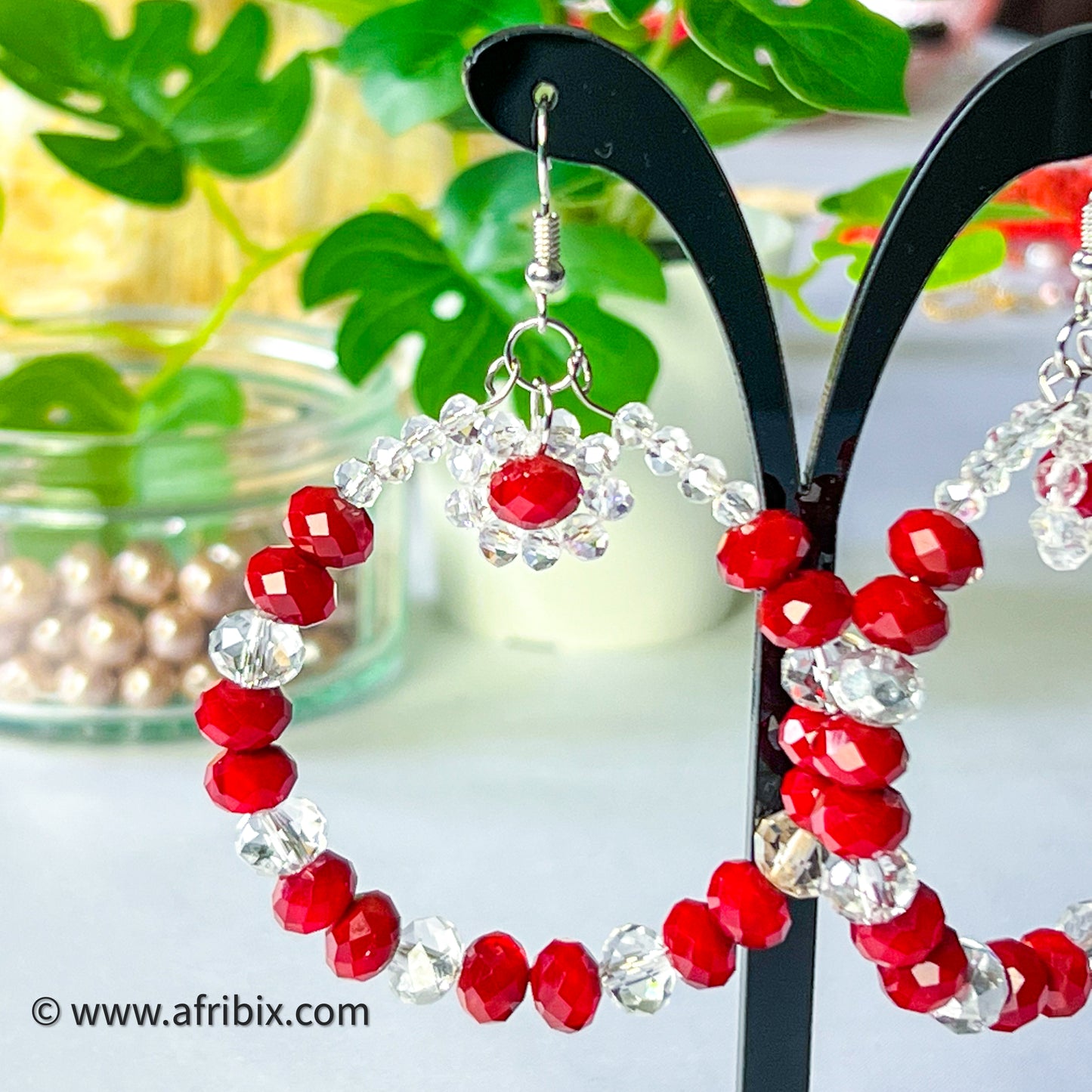 Red Crystal Hoop Earring