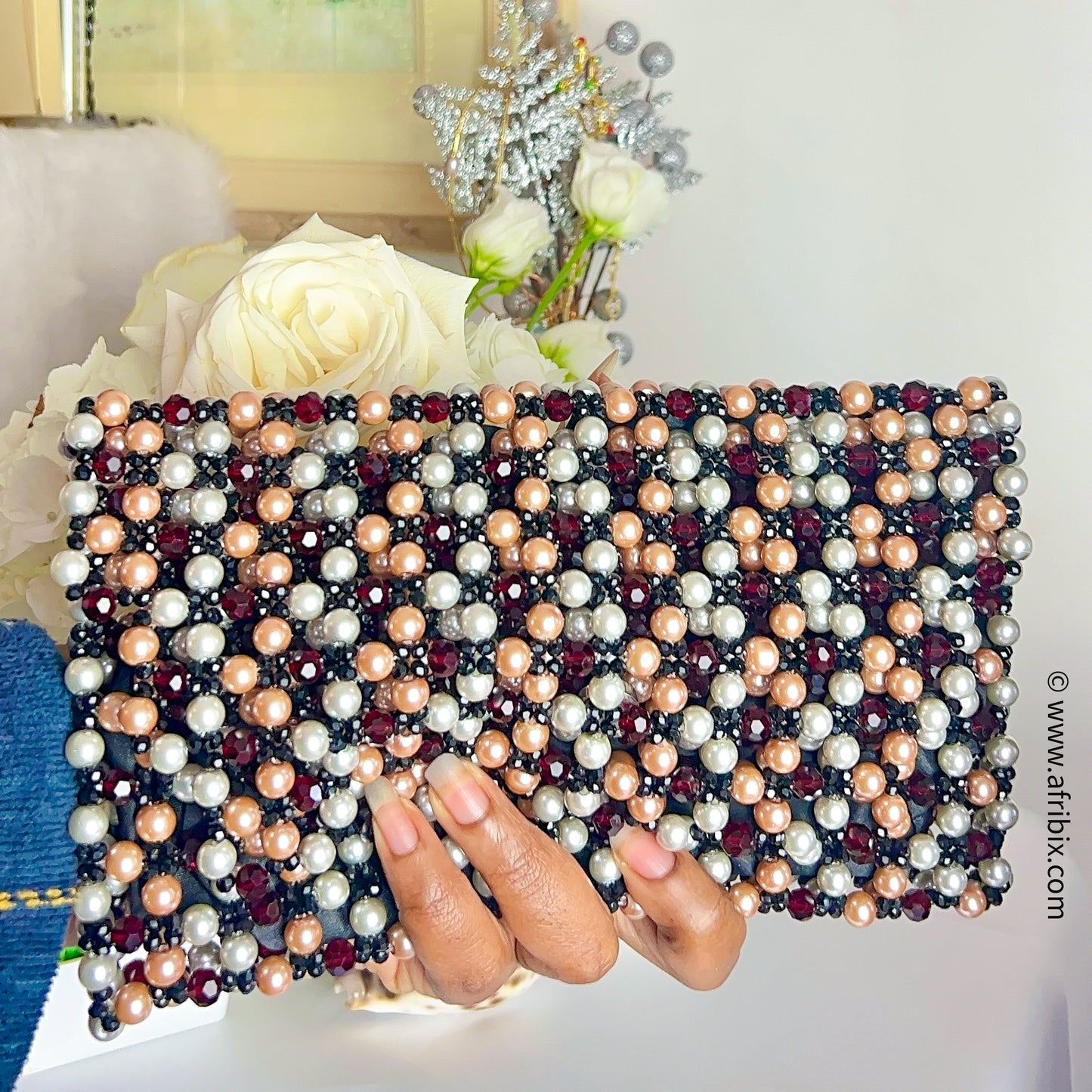 Alá Pearl Luxe Crystal Clutch Hand Bag
