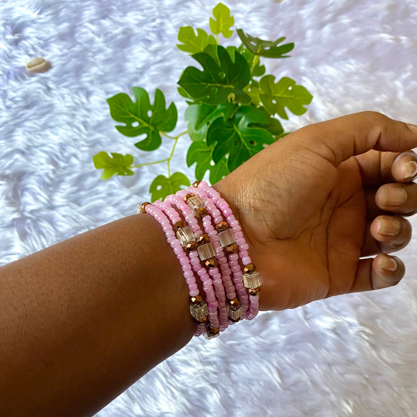 Pink Iridescent Elastic Bracelet