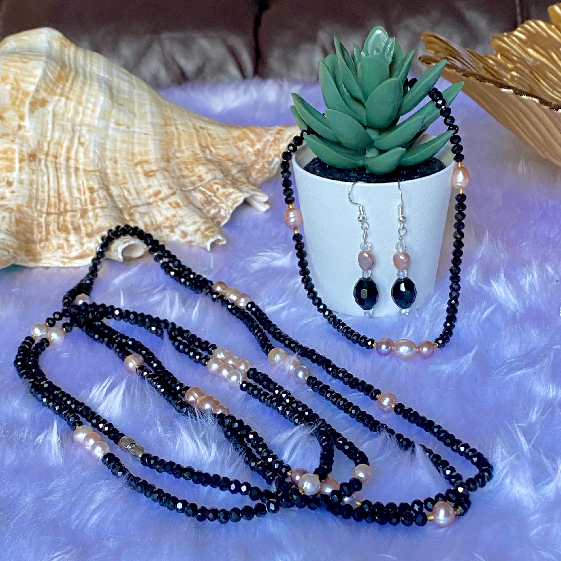 Lily Freshwater Pearl and Black Crystal Waist Bead Set – Afribix