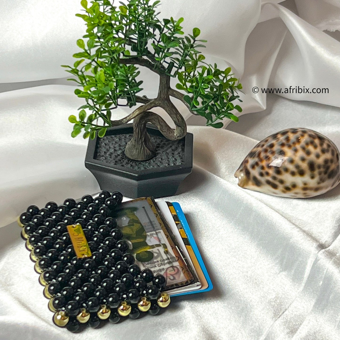 Black Acrylic Pearl Business Card and Credit Card Holder