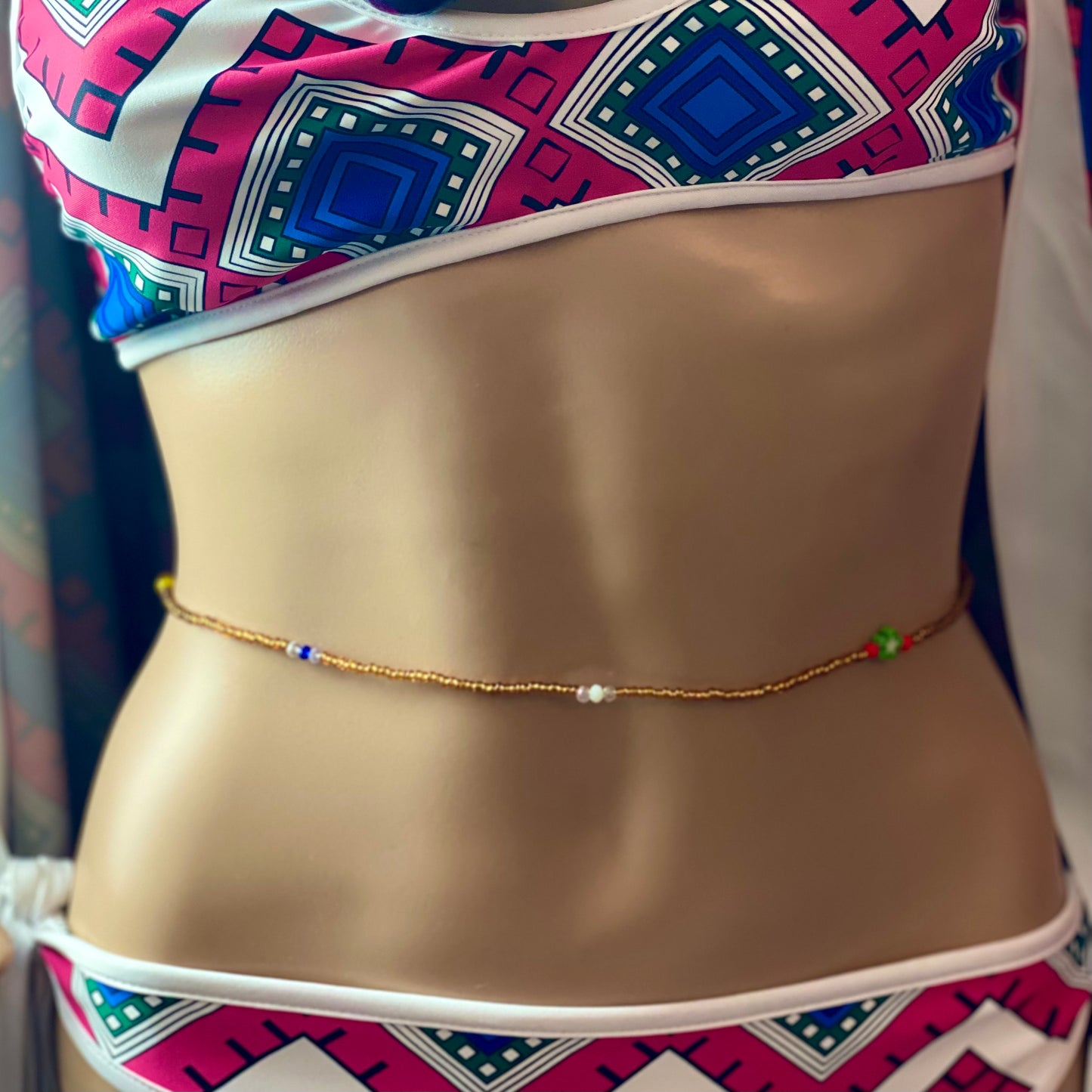 Gold Belly Chain with Flower Accent Waist Beads
