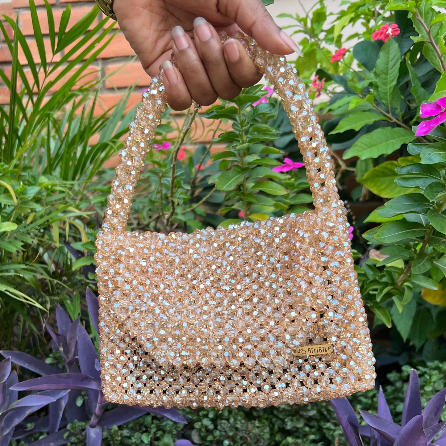 Gold beaded deals bag