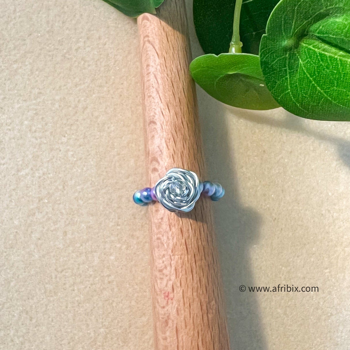 Blue Mermaid Rose Flower Ring