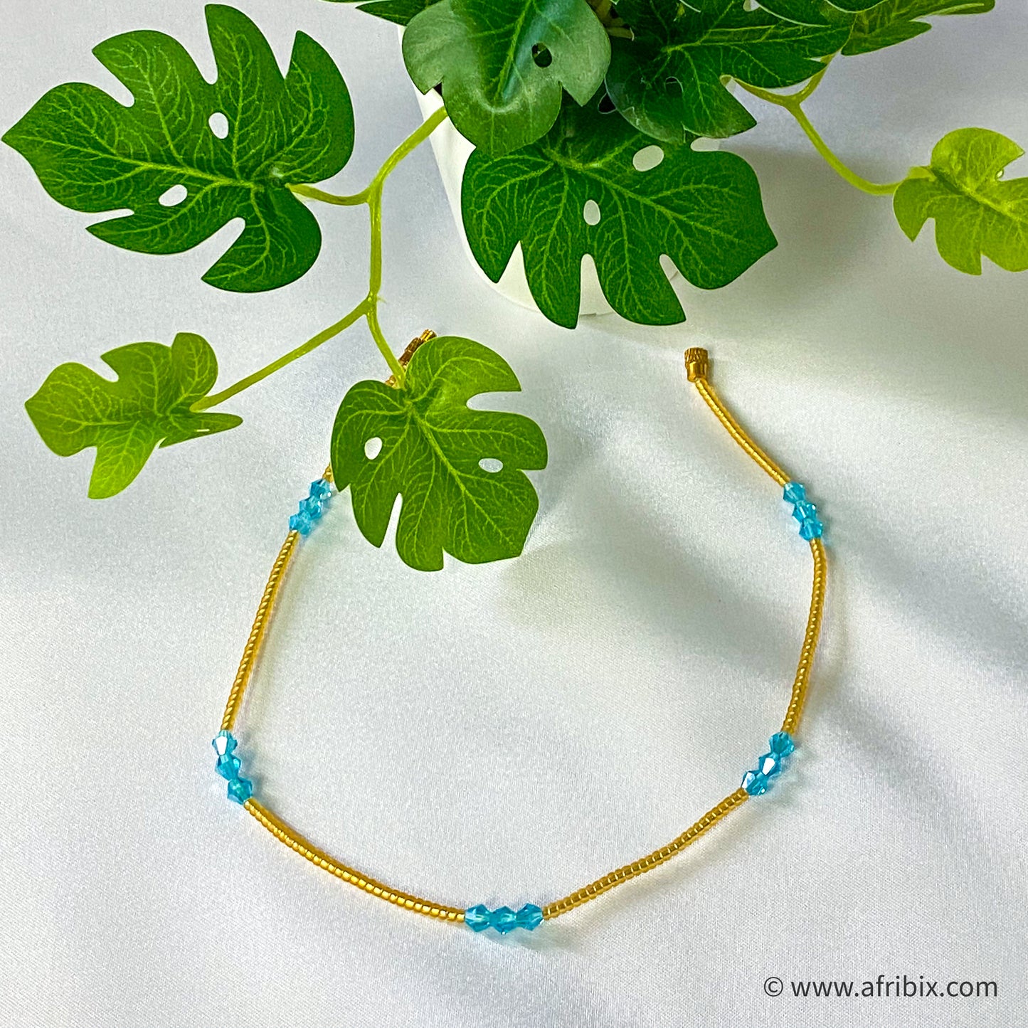 Gold and Blue Crystal Anklet