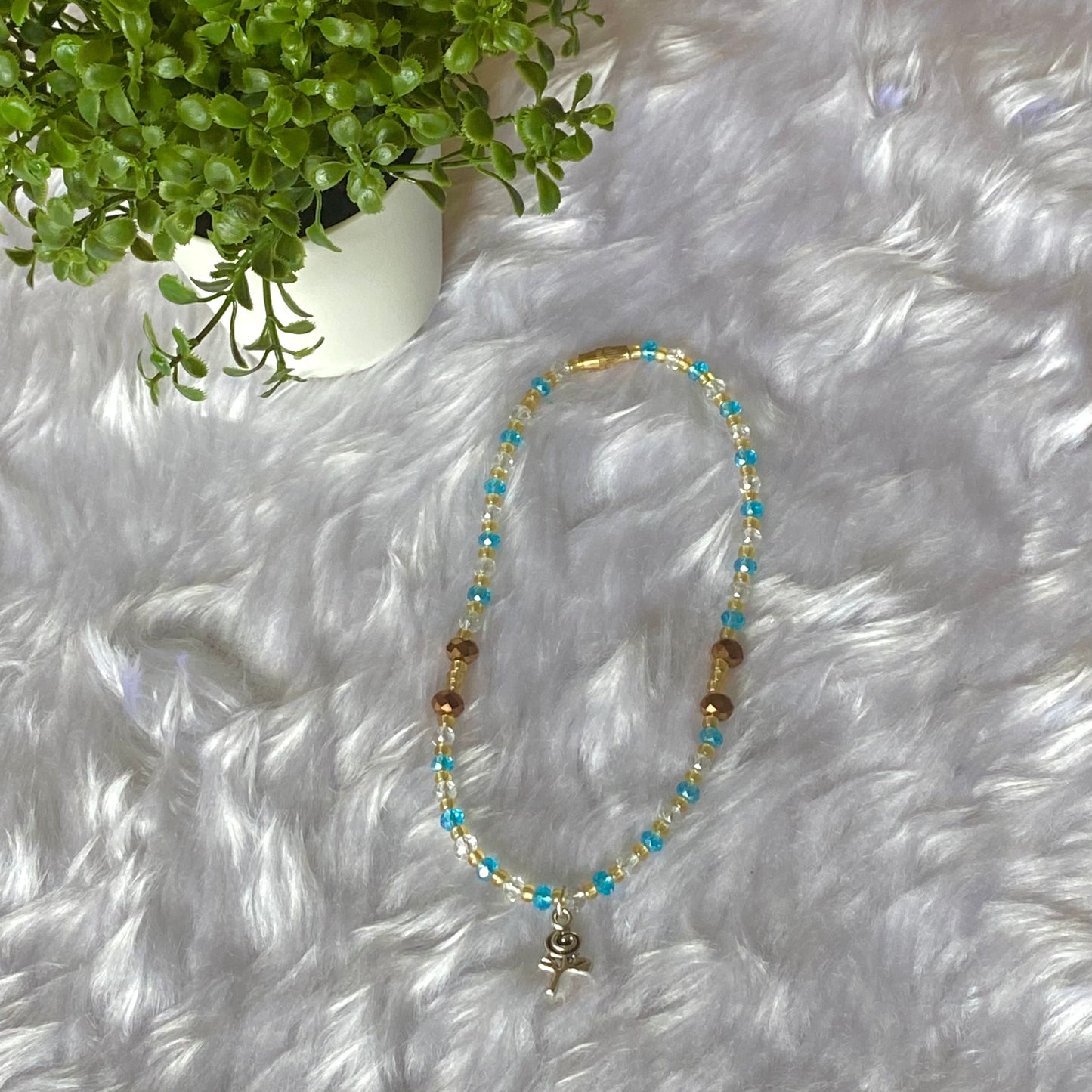 Dupe Sea Blue Crystal Belly Chain Waist Beads