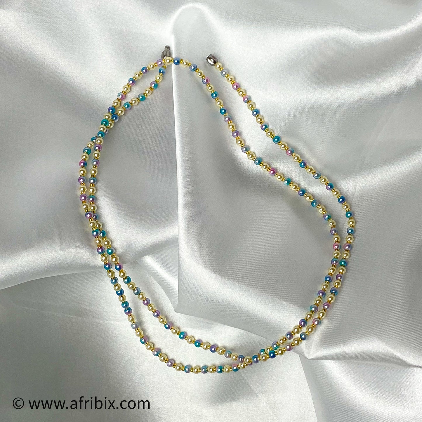 Amanda Iridescent Sky Blue Pearl Belly Chain Waist Bead Set