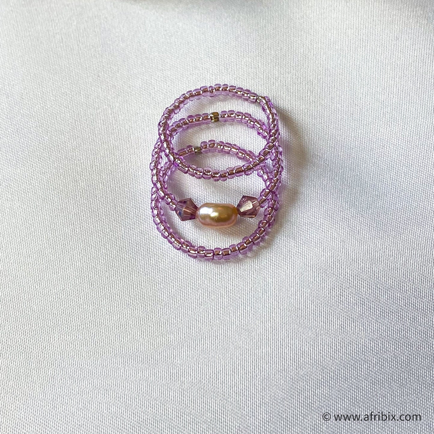 Freshwater Pearl 3-piece glass bead ring