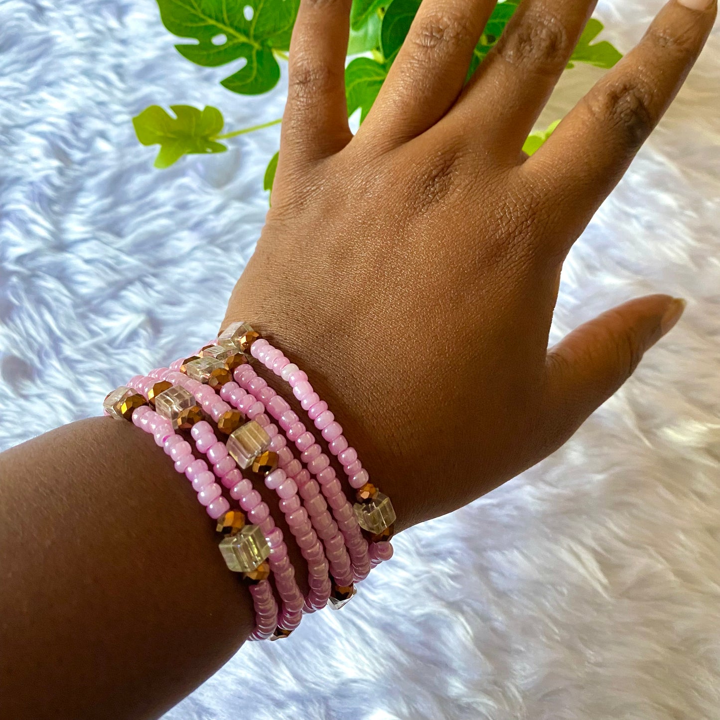 Pink Iridescent Elastic Bracelet