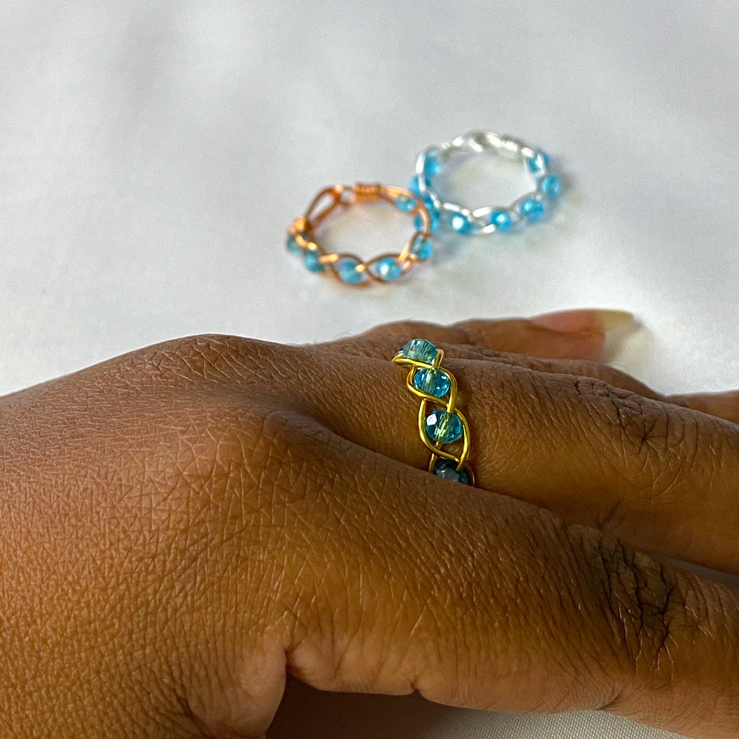 Birth Month Colour Braided Woven Ring - March