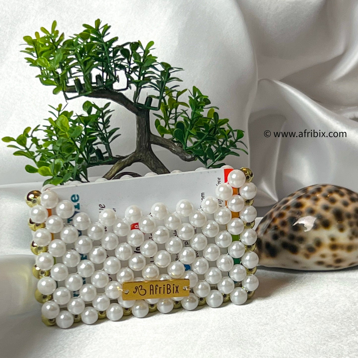 White Acrylic Pearl Business Card and Credit Card Holder