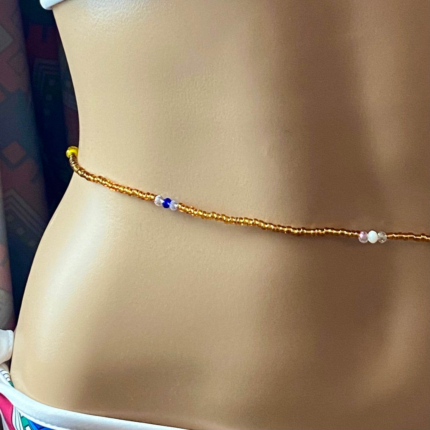 Gold Belly Chain with Flower Accent Waist Beads