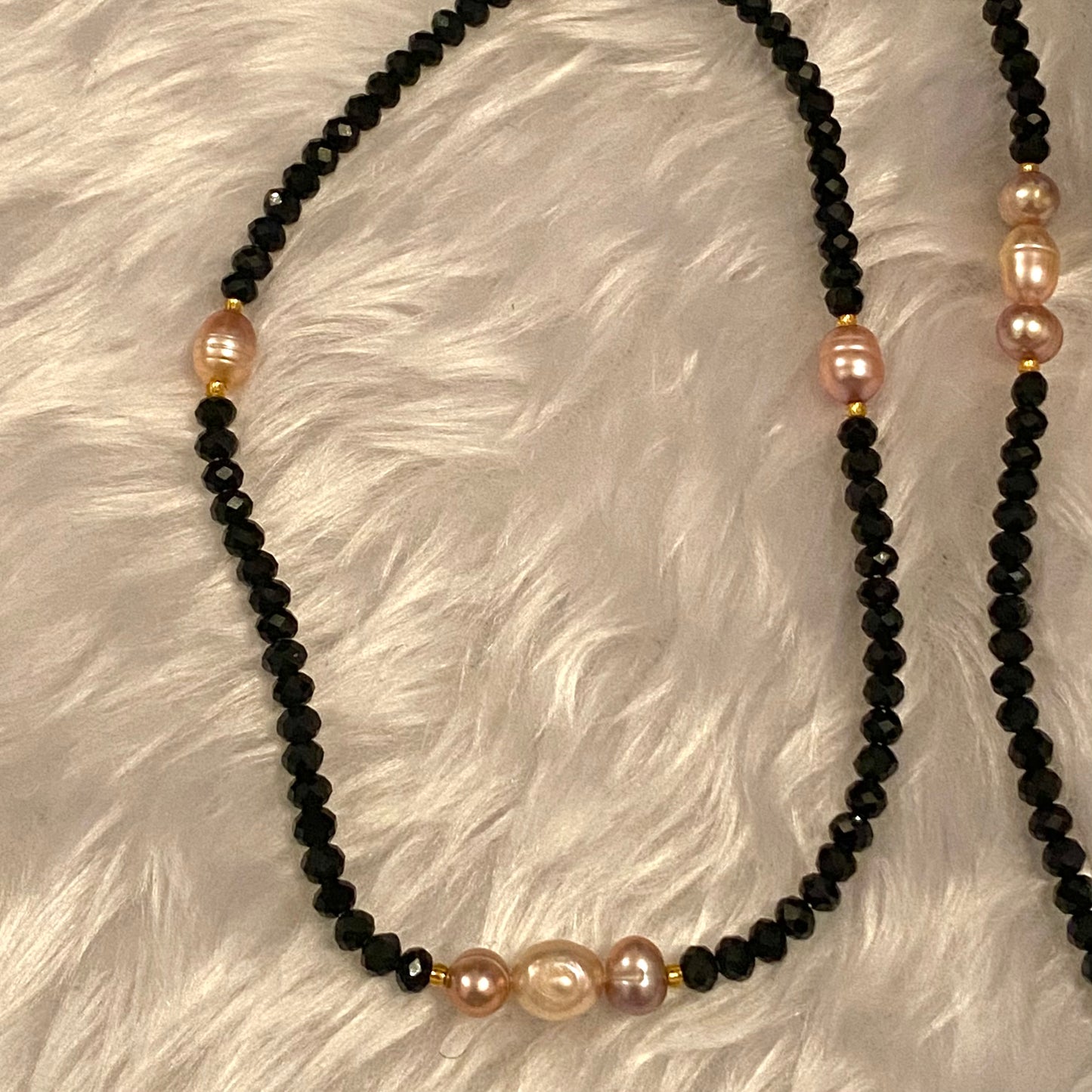Lily Freshwater Pearl and Black Crystal Waist Bead Set