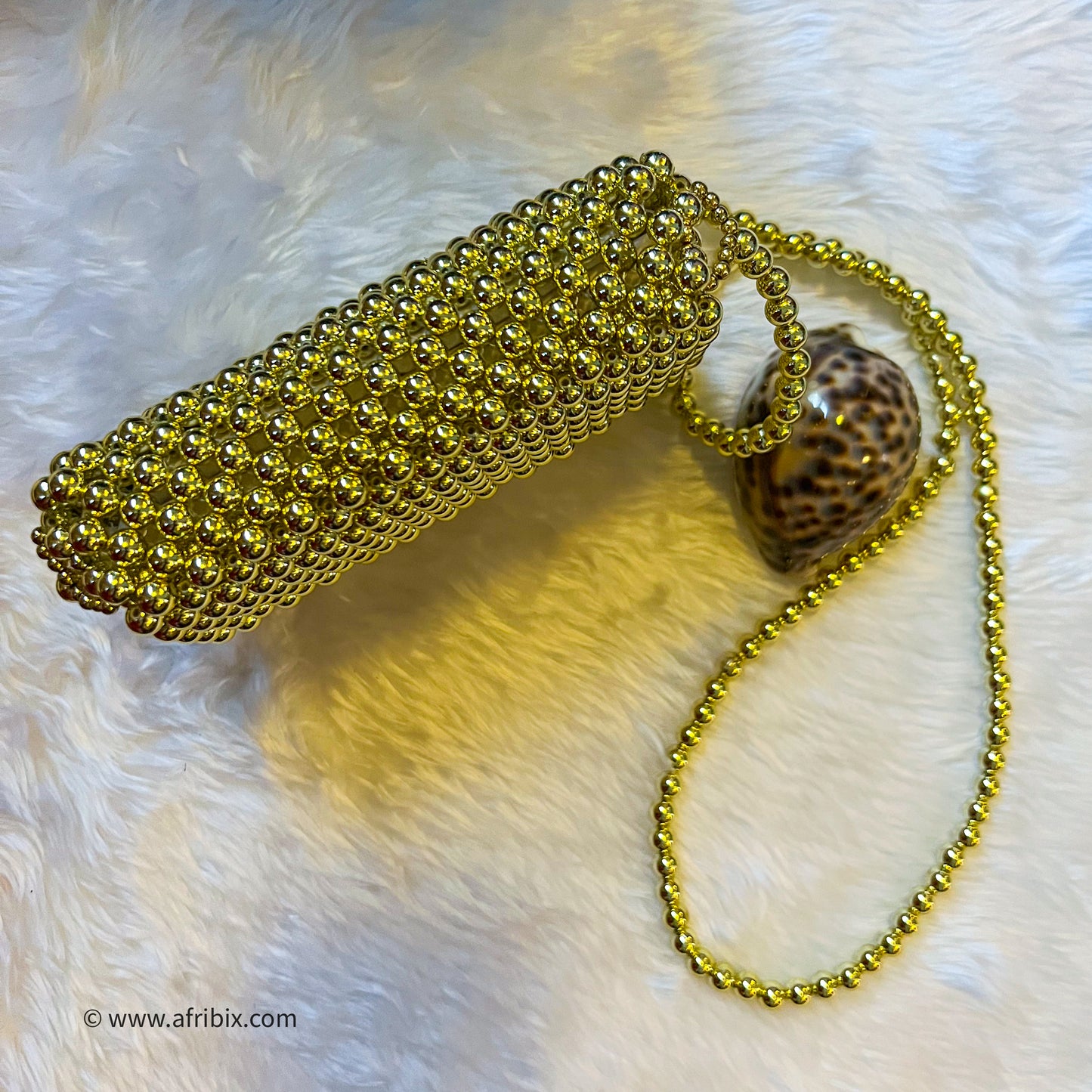 Gold Beads Mini Clutch Hand Bag