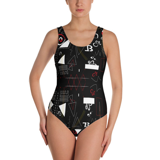Linear One-Piece Swimsuit