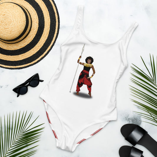 AfriBix Warrior Queen One-Piece Swimsuit - White