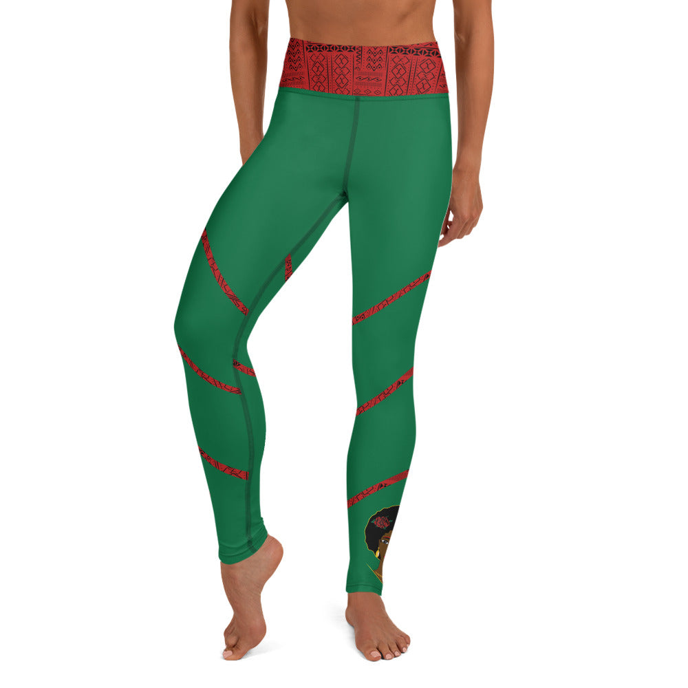 AfriBix Warrior Tribal Print Leggings - Leaf