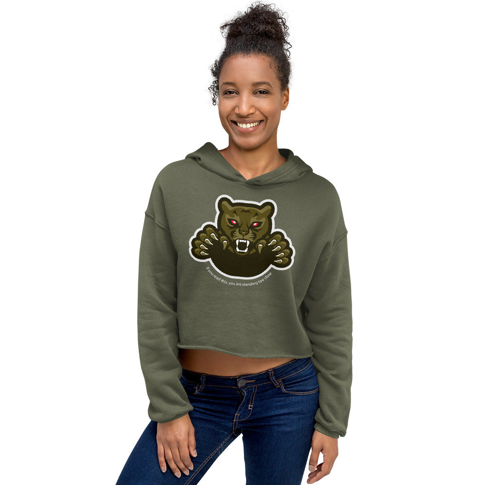 'Too Close' Graphic Panther Crop Hoodie