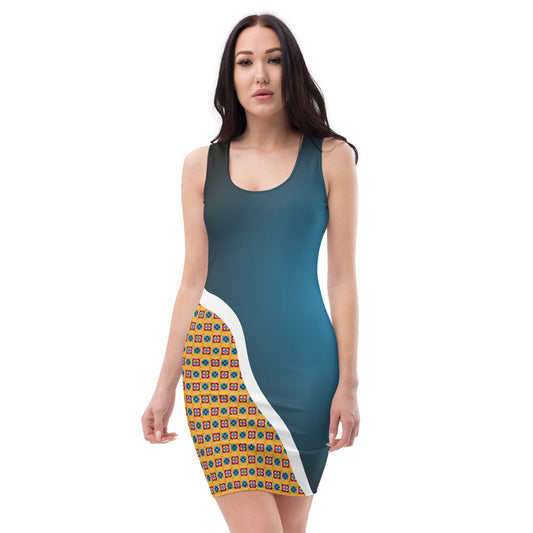AfriBix Alternate Print Galaxy Body Con Dress