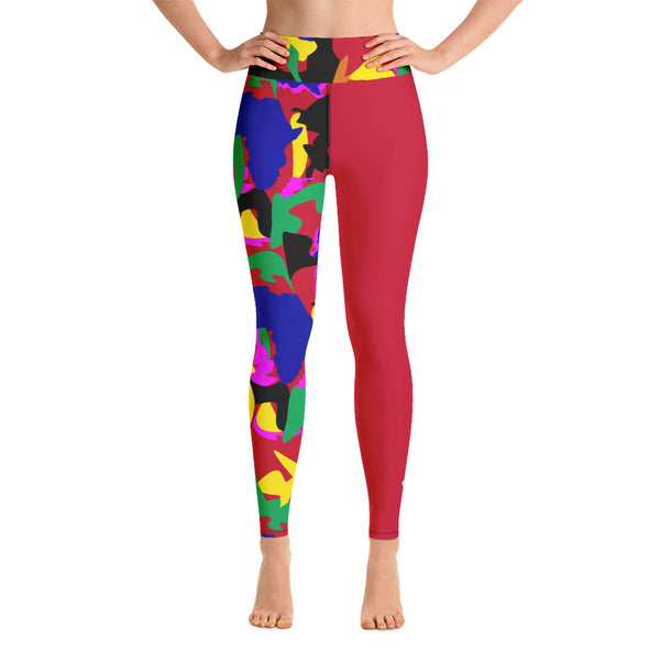 AfriBix Camo Print Patch Plus Size High Waist Leggings - Red – Afribix