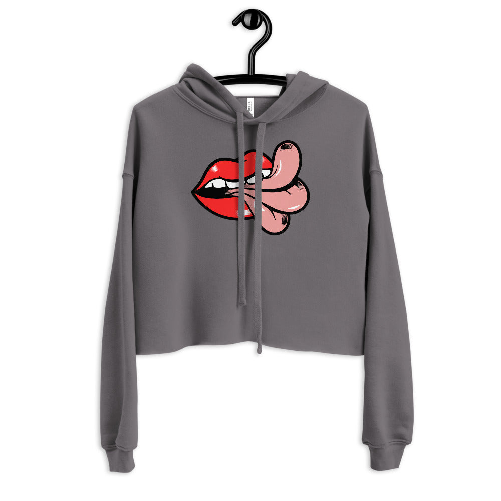 'Cheeky' Mouth & Tongue Crop Hoodie