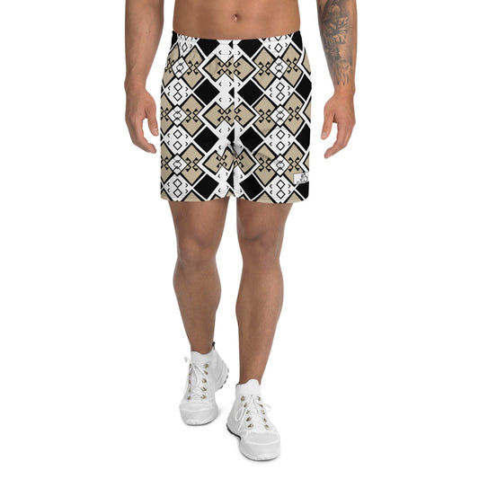 Aztek Print Men's Athletic Shorts - White