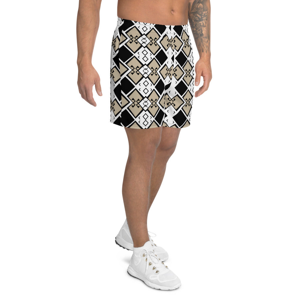 Aztek Print Men's Athletic Shorts - White