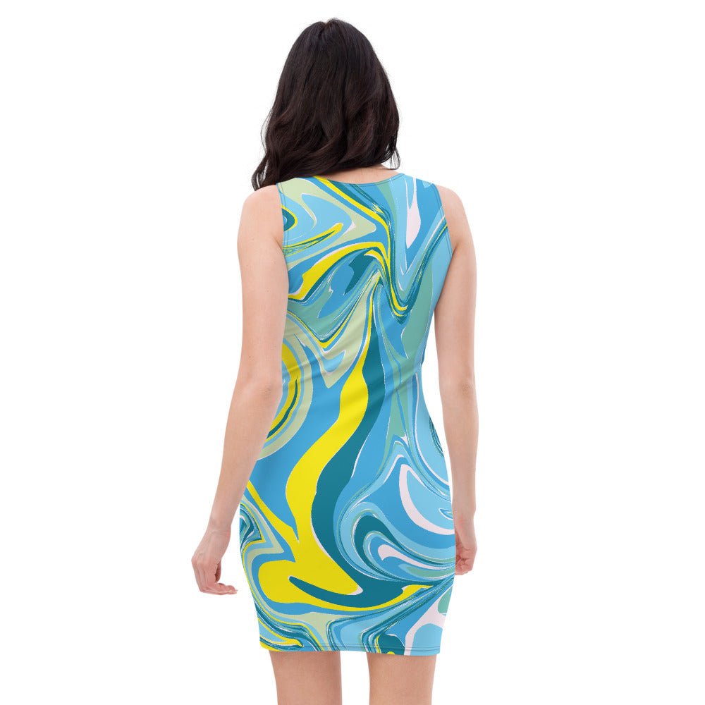 AfriBix Sea Marble Bodycon Dress