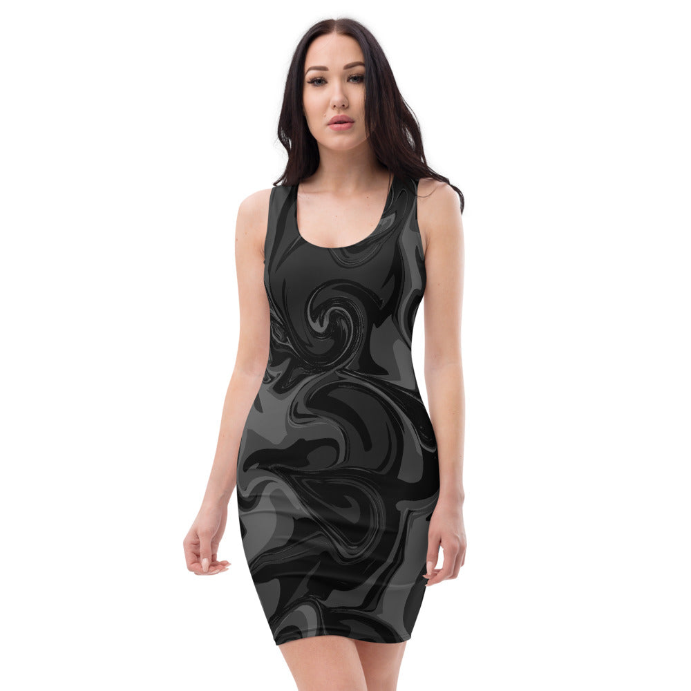 AfriBix Limited Edition Black Marble Body Con Dress