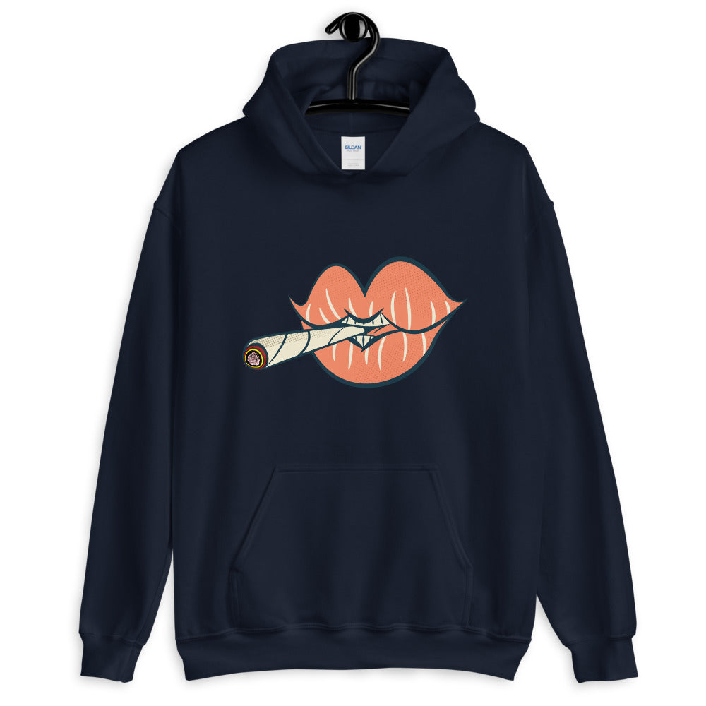 Puff on Dis Graphic Lips Comfortable Unisex Hoodie