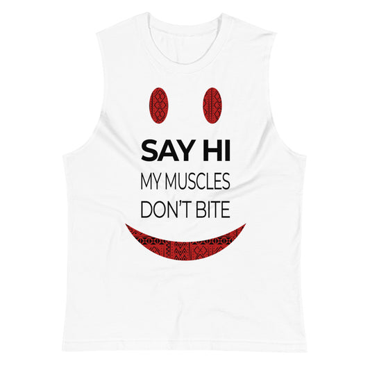 Say Hi Unisex Muscle Shirt - white