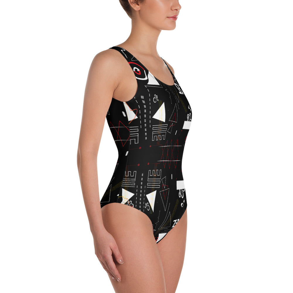 Linear One-Piece Swimsuit