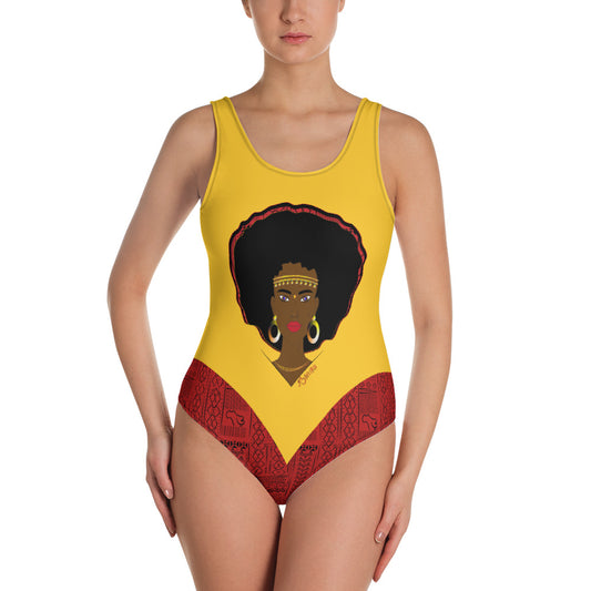 AfriBix Warrior Tribal Print One-Piece Swimsuit - Sun