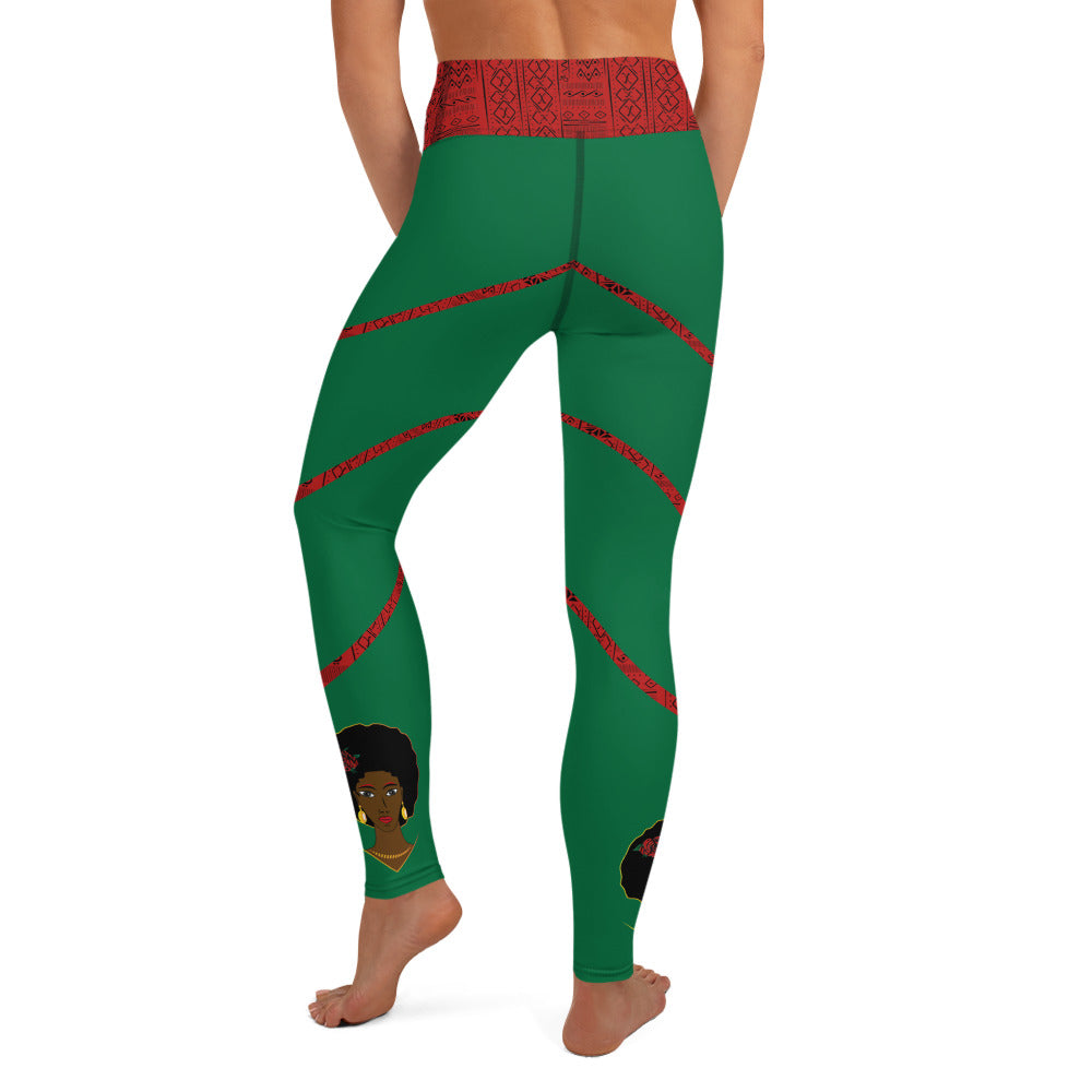 AfriBix Warrior Tribal Print Leggings - Leaf