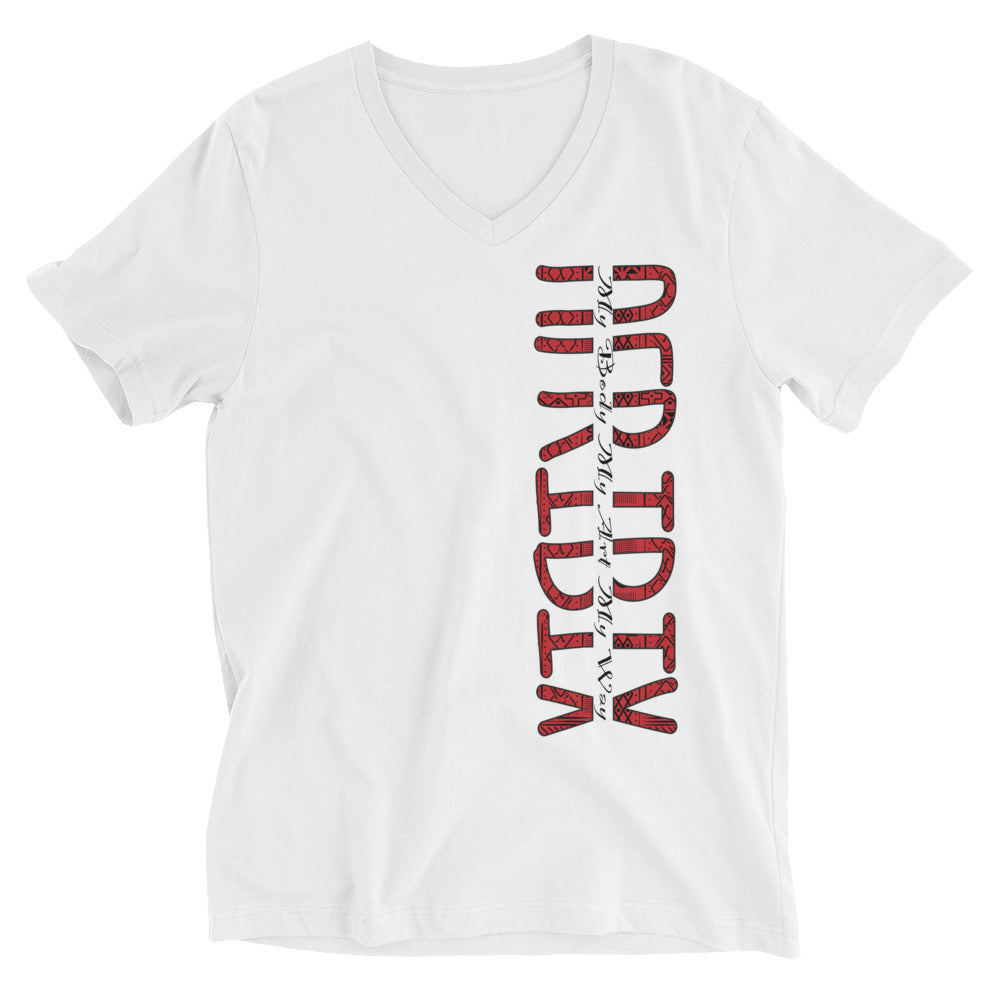 AfriBix Classic Tribal Print Unisex V-Neck T-Shirt - White