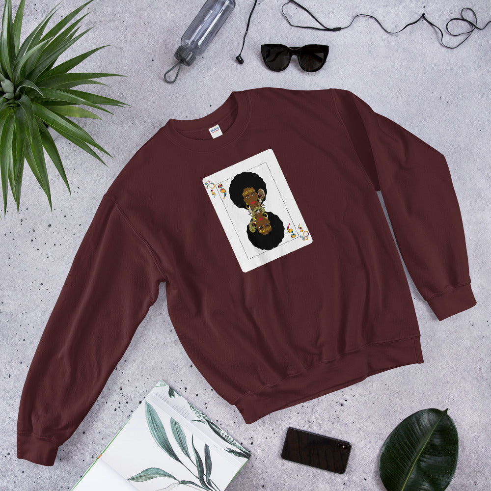 AfriBix Warrior Playing Card Unisex Crew Neck Sweatshirt