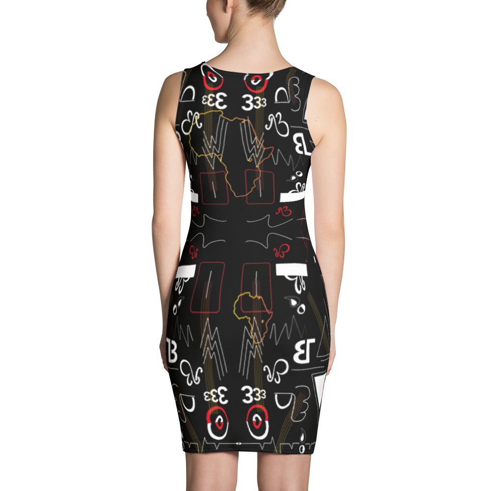 Linear Print BodyCon Dress