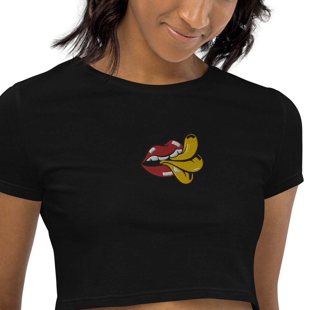 Organic Embroidered Crop Top - Cheeky