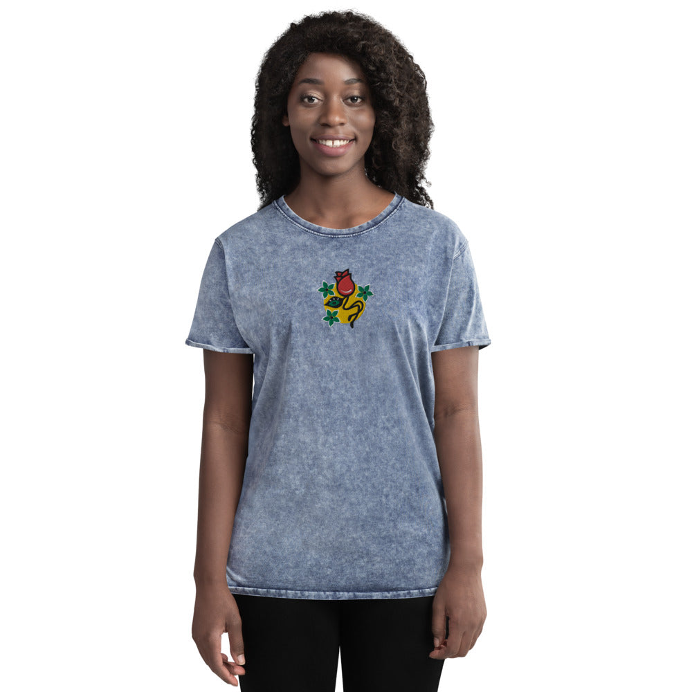 Soul Full of Sunshine Embroidered Denim T-Shirt
